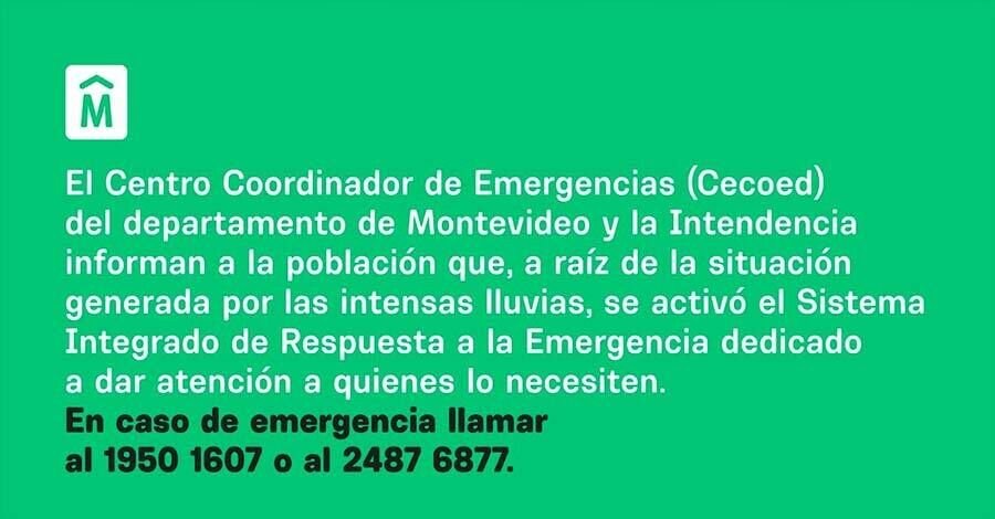 comunicado de la intendencia por inundaciones del lunes 17 de enero 2022