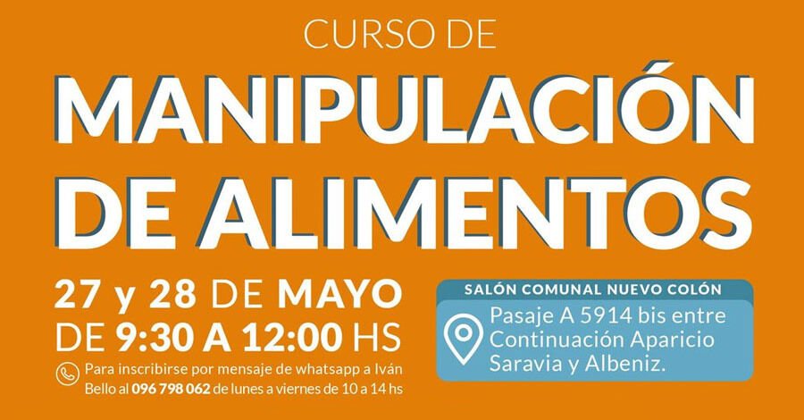 Curso de Manipulación de alimentos en el Salón Comunal Nuevo Colón