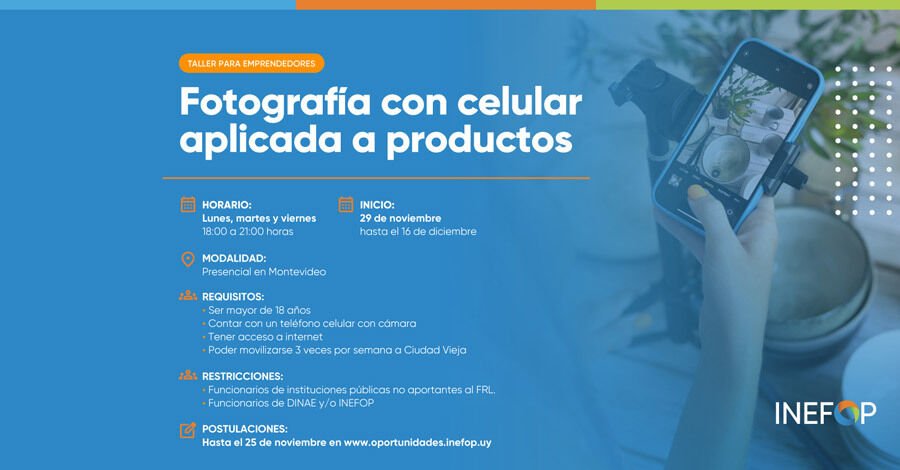 Taller de fotografía enfocado a productos para emprendedores