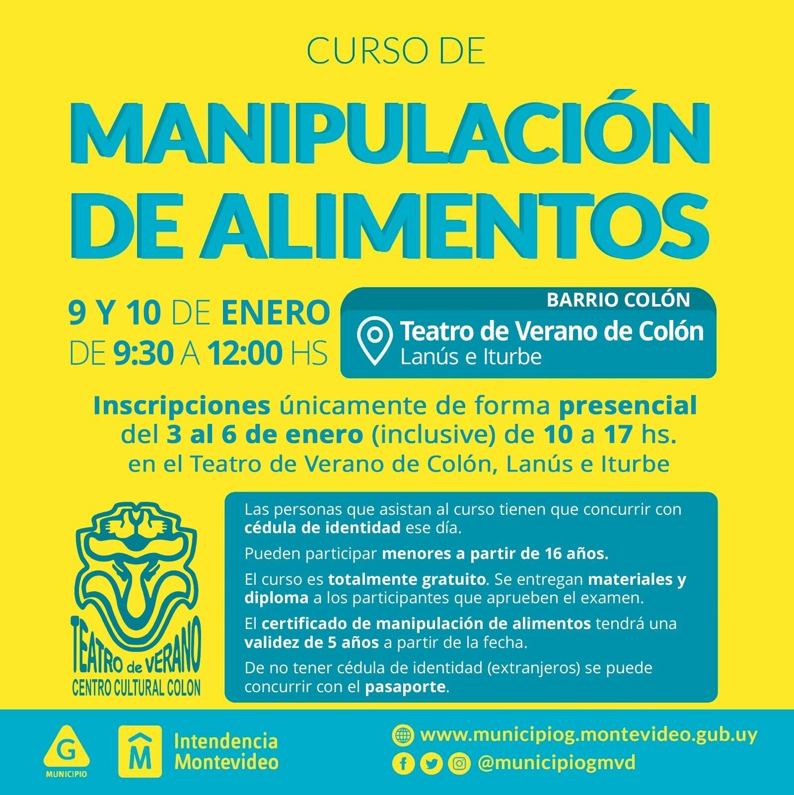 curso de manipulacion de alimentos en el teatro