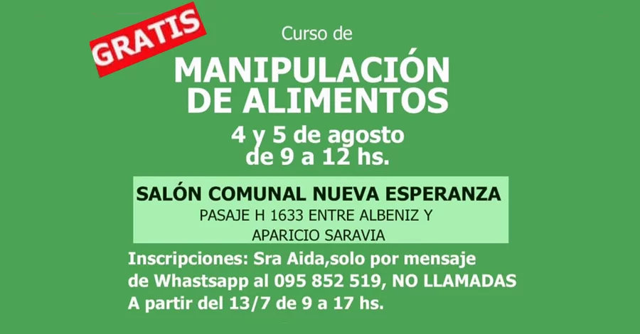 Curso de Manipulación de Alimentos en el Salón Comunal Nueva Esperanza