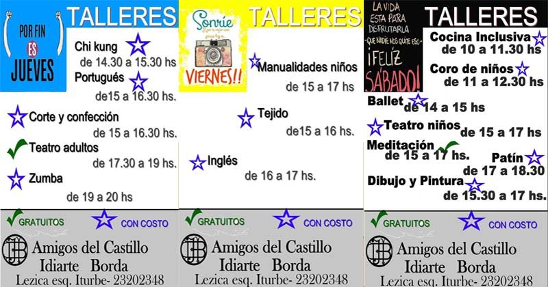 talleres viernes sabado castillo