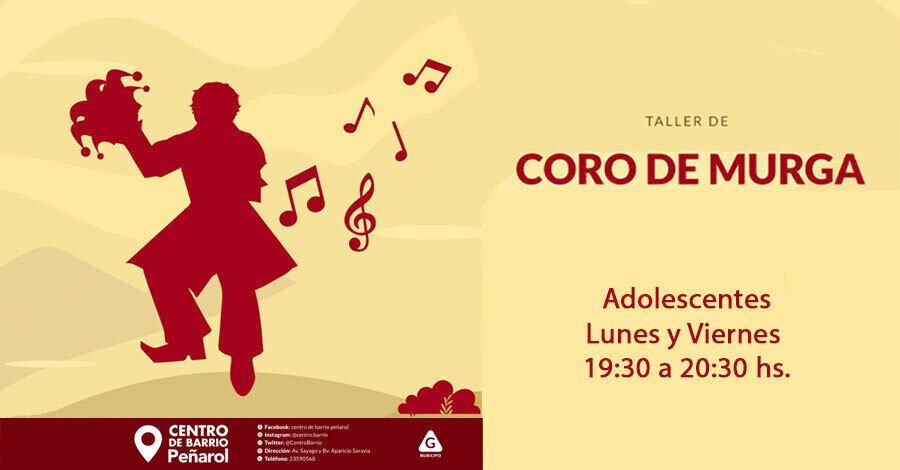 sombra de un murgista en color bordeaux sobre fondo amarillo con notas musicales